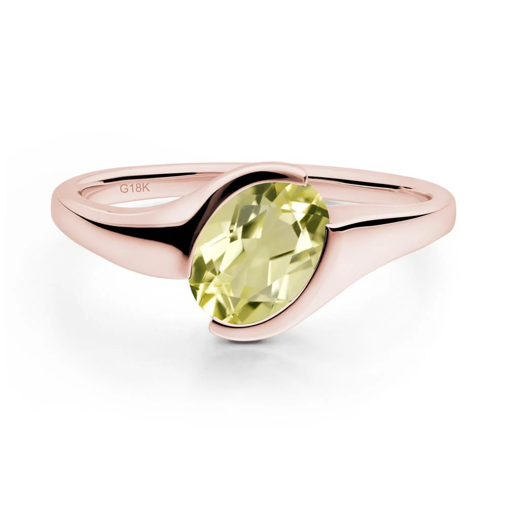Oval Cut Lemon Quartz Solitaire Bypass Ring - Image 6