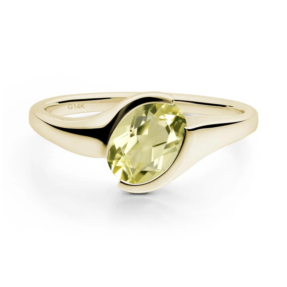 Oval Cut Lemon Quartz Solitaire Bypass Ring - Image 8