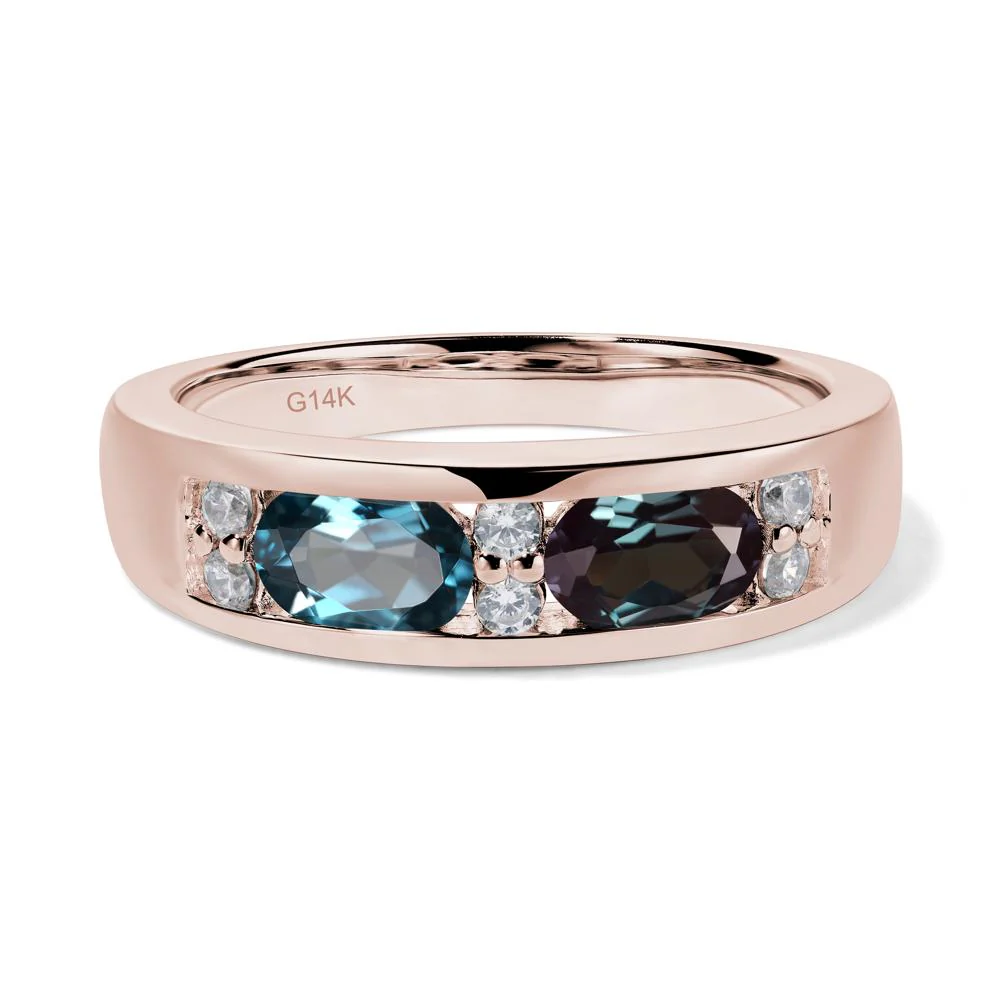 Oval Alexandrite and Blue Topaz Ring