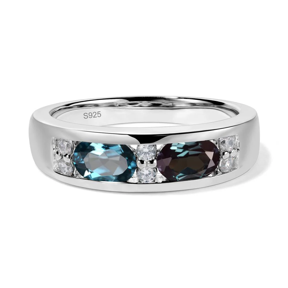 Oval Alexandrite and Blue Topaz Ring - Image 2