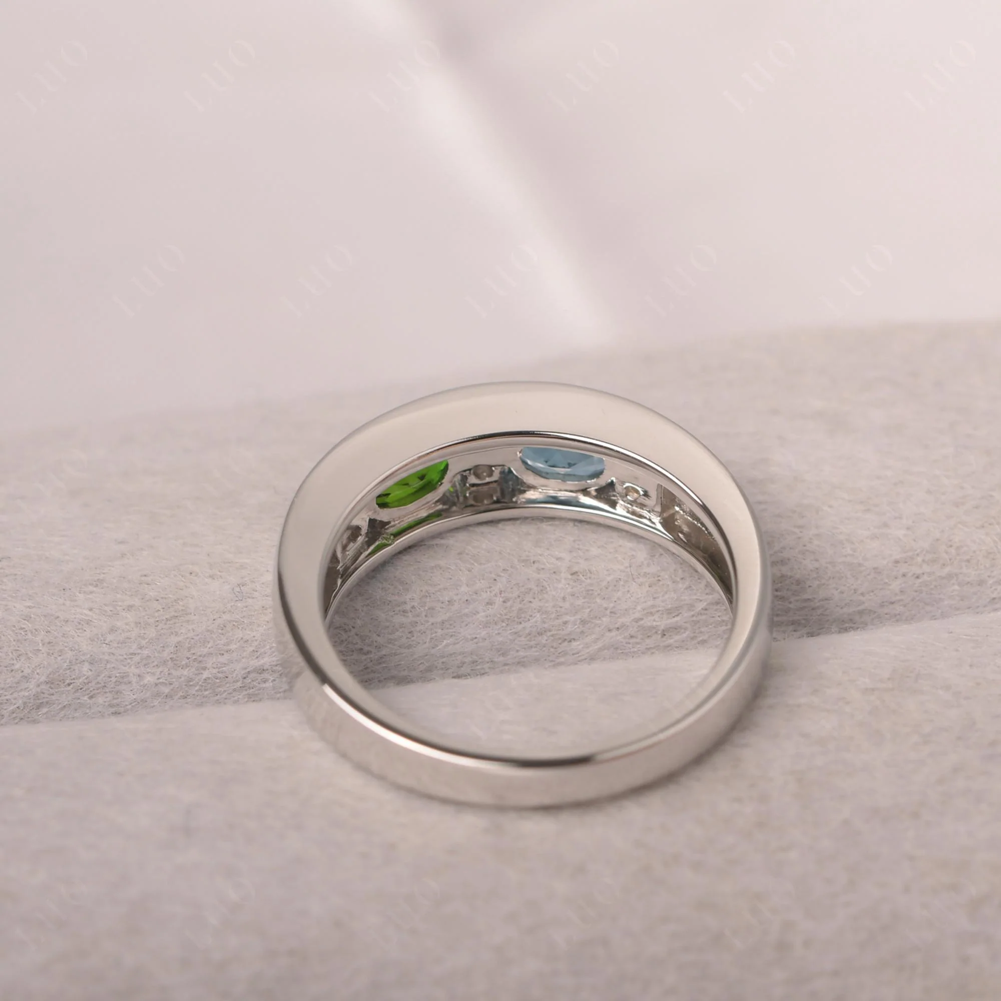 Diopside and London Blue Topaz Toi Et Moi Wedding Band - Image 12