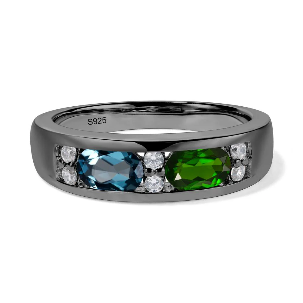 Diopside and London Blue Topaz Toi Et Moi Wedding Band - Image 3