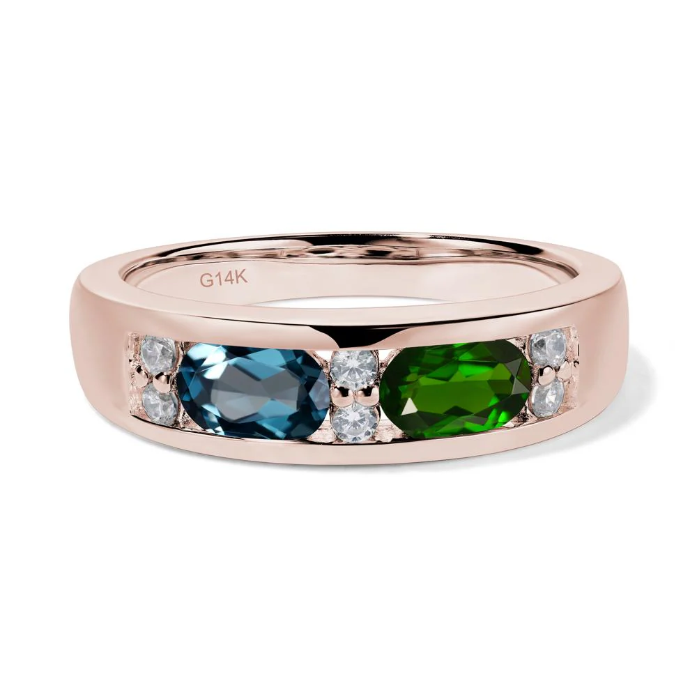Diopside and London Blue Topaz Toi Et Moi Wedding Band - Image 5