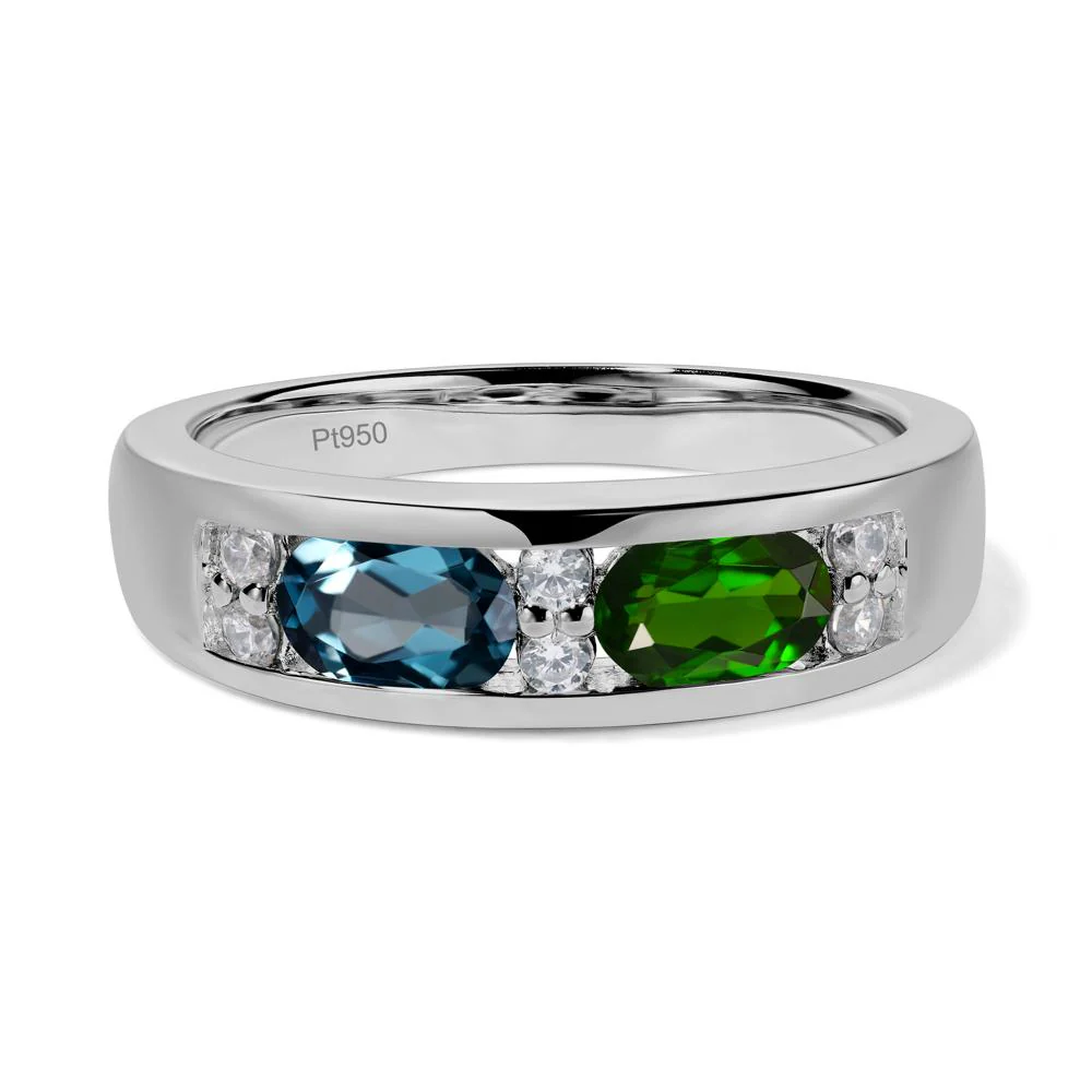 Diopside and London Blue Topaz Toi Et Moi Wedding Band - Image 6