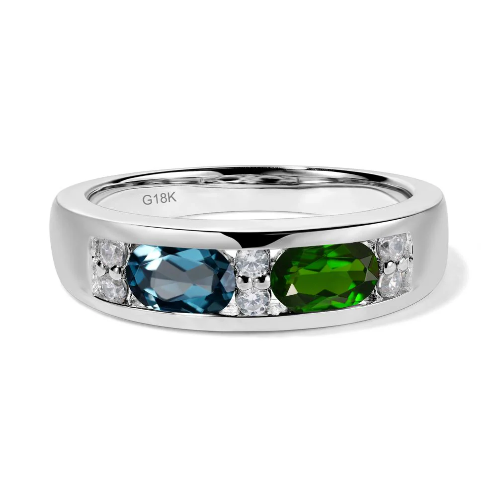 Diopside and London Blue Topaz Toi Et Moi Wedding Band - Image 7