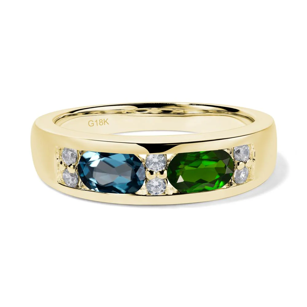 Diopside and London Blue Topaz Toi Et Moi Wedding Band - Image 8