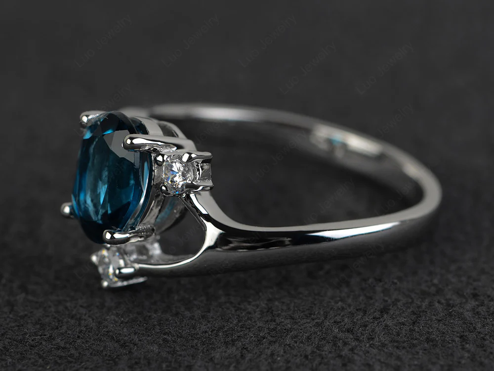 London Blue Topaz Asymmetrical Engagement Ring - Image 2