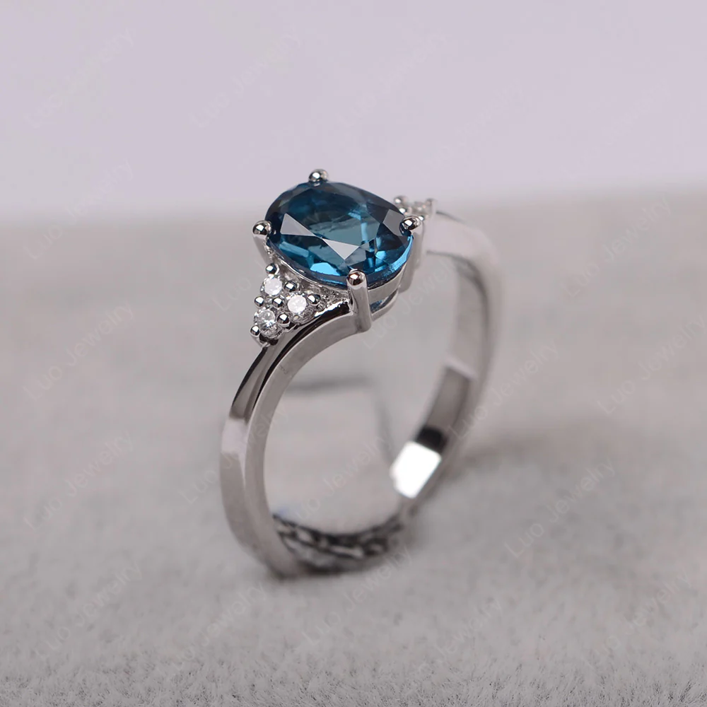 Oval London Blue Topaz Bypass Engagement Ring - Image 2