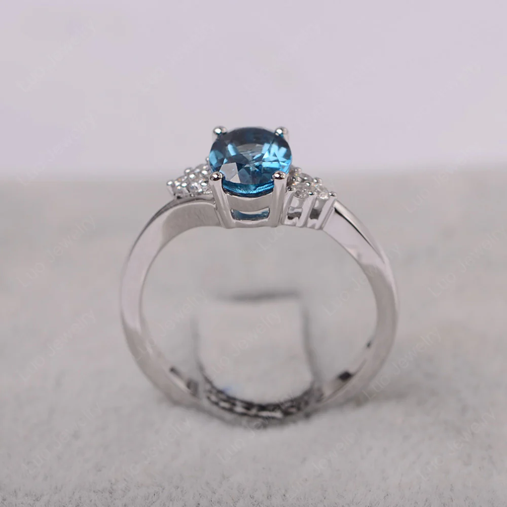 Oval London Blue Topaz Bypass Engagement Ring - Image 3