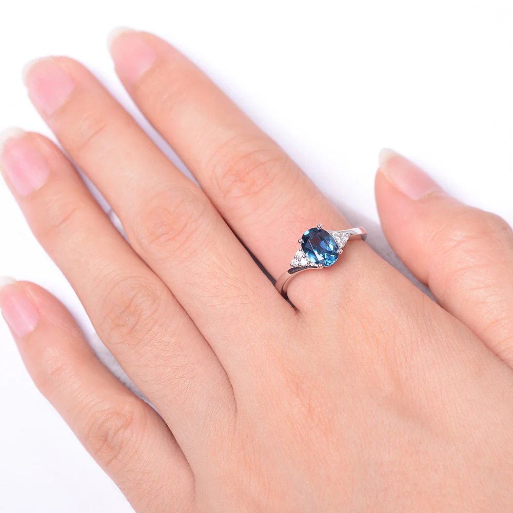 Oval London Blue Topaz Bypass Engagement Ring - Image 4
