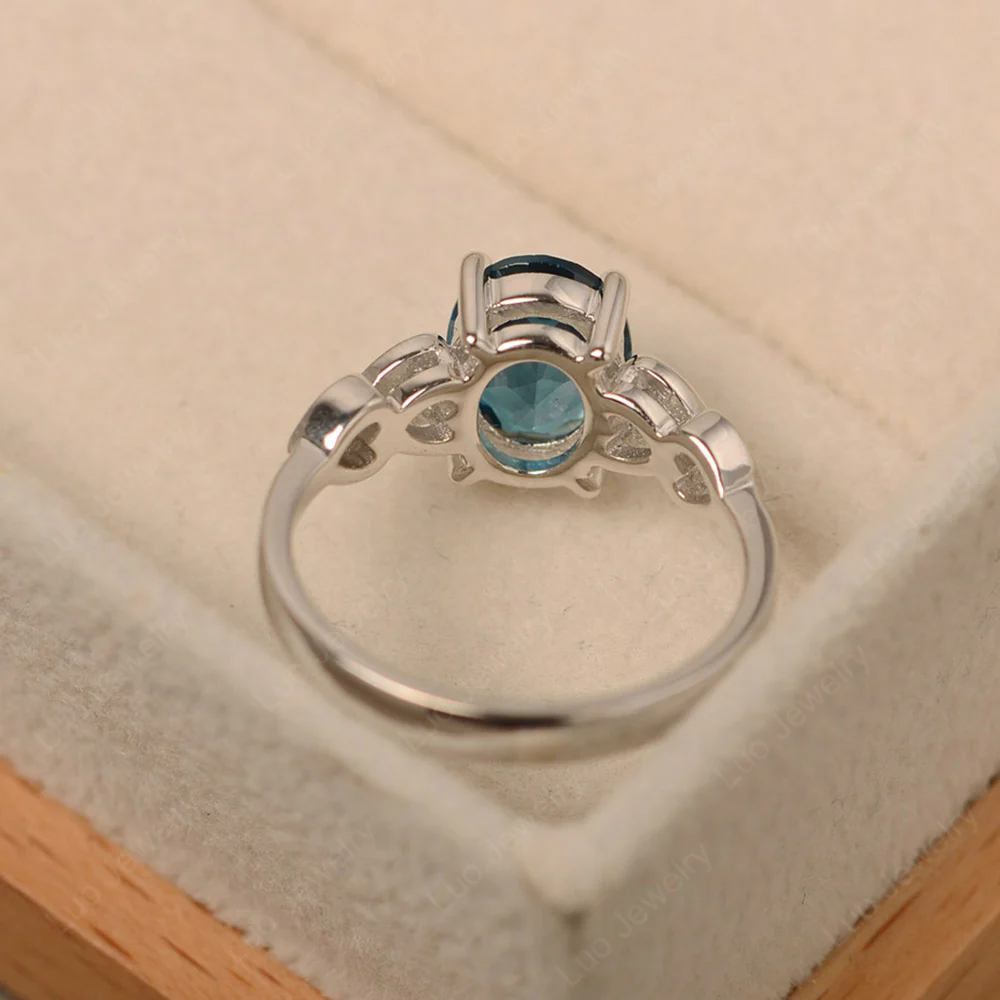 Heart Deco London Blue Topaz Engagement Ring - Image 3