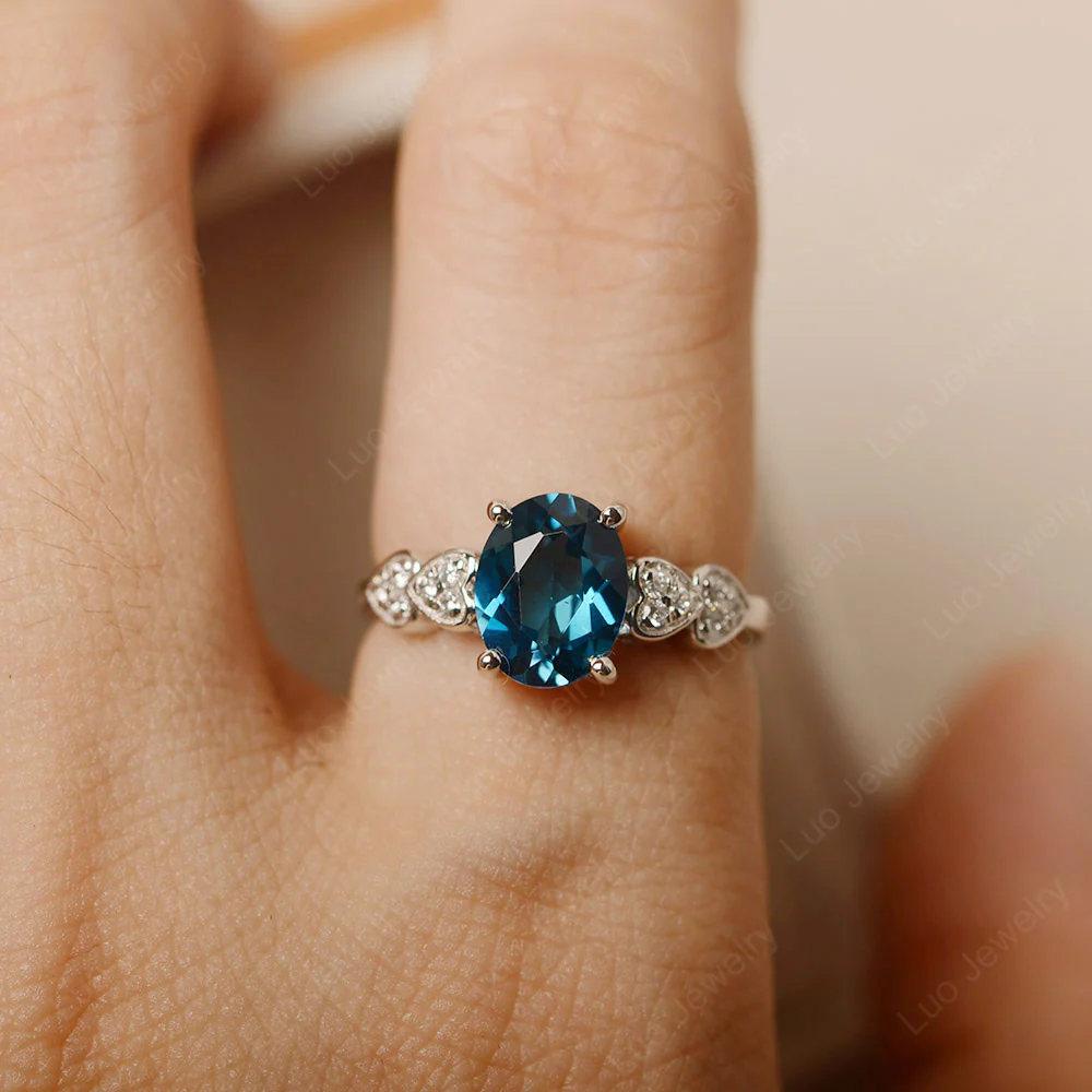 Heart Deco London Blue Topaz Engagement Ring - Image 4