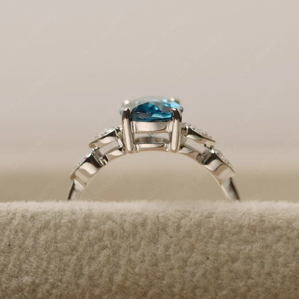 Heart Deco London Blue Topaz Engagement Ring - Image 5