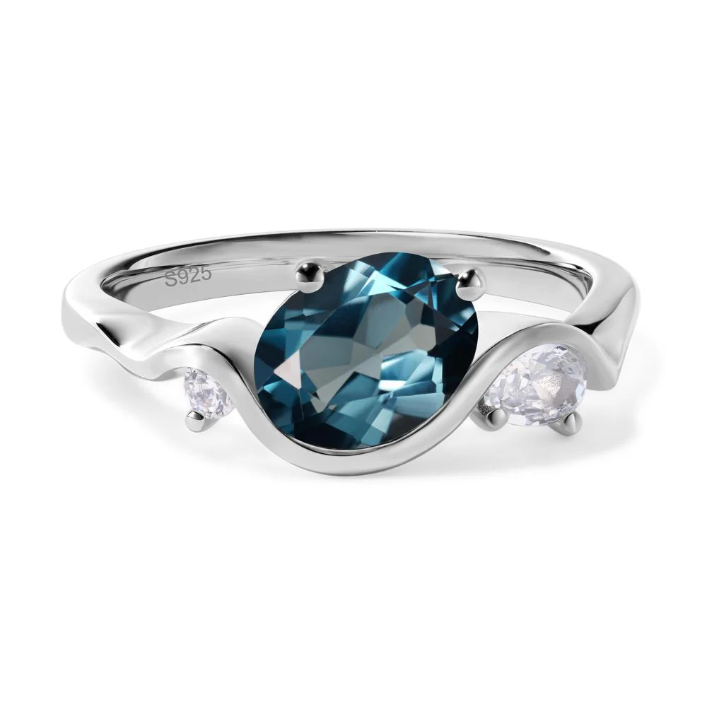 Wave Oval London Blue Topaz Engagement Ring - Image 2