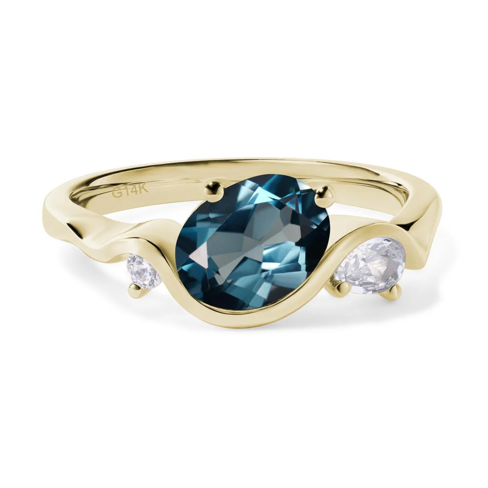 Wave Oval London Blue Topaz Engagement Ring - Image 4