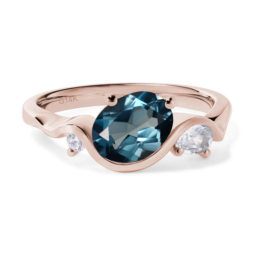 Wave Oval London Blue Topaz Engagement Ring - Image 5