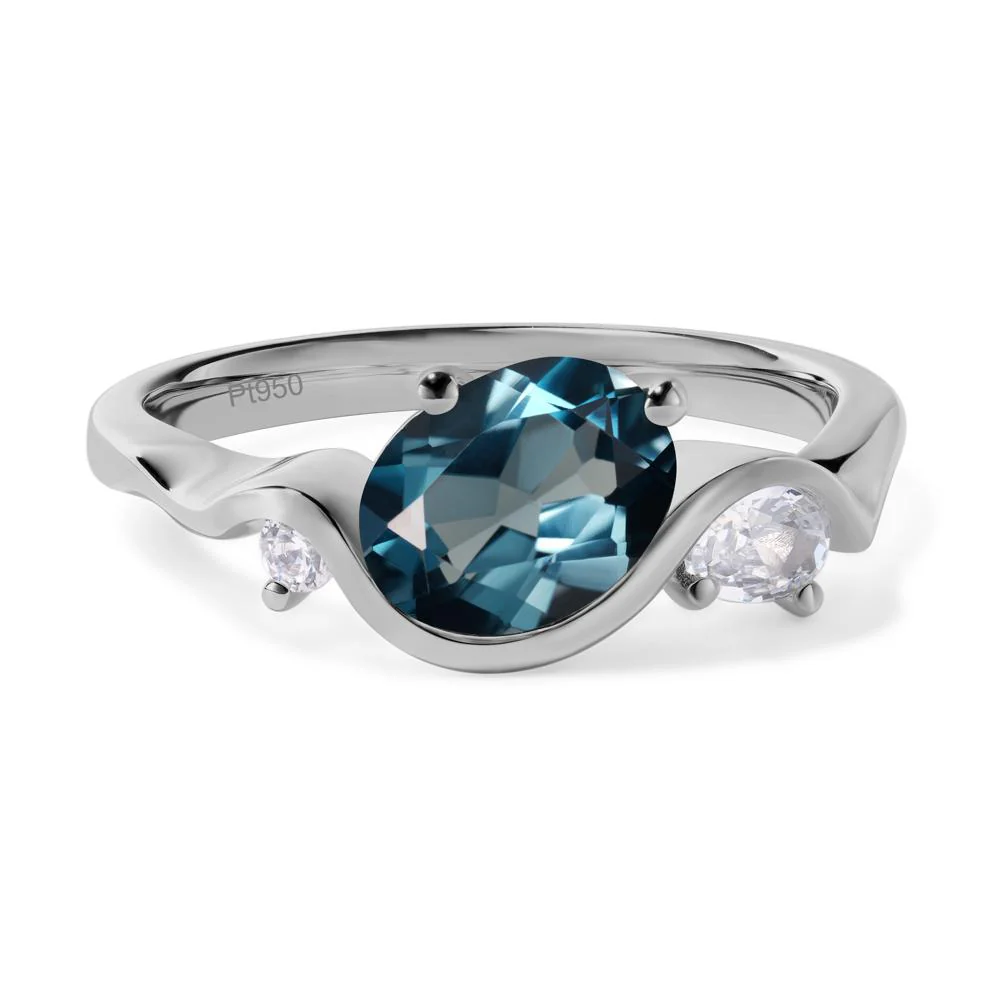 Wave Oval London Blue Topaz Engagement Ring - Image 6