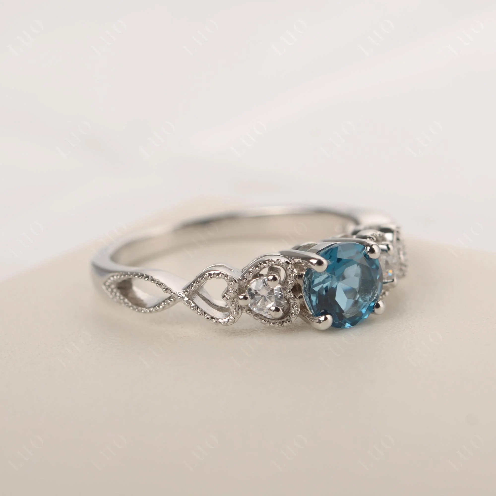 London Blue Topaz Vintage Style Engagement Ring - Image 13