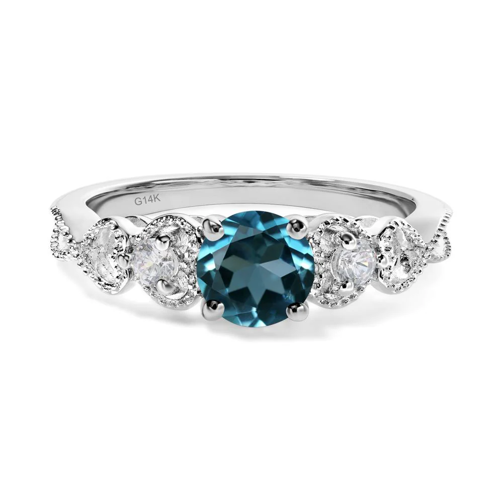 London Blue Topaz Vintage Style Engagement Ring - Image 4