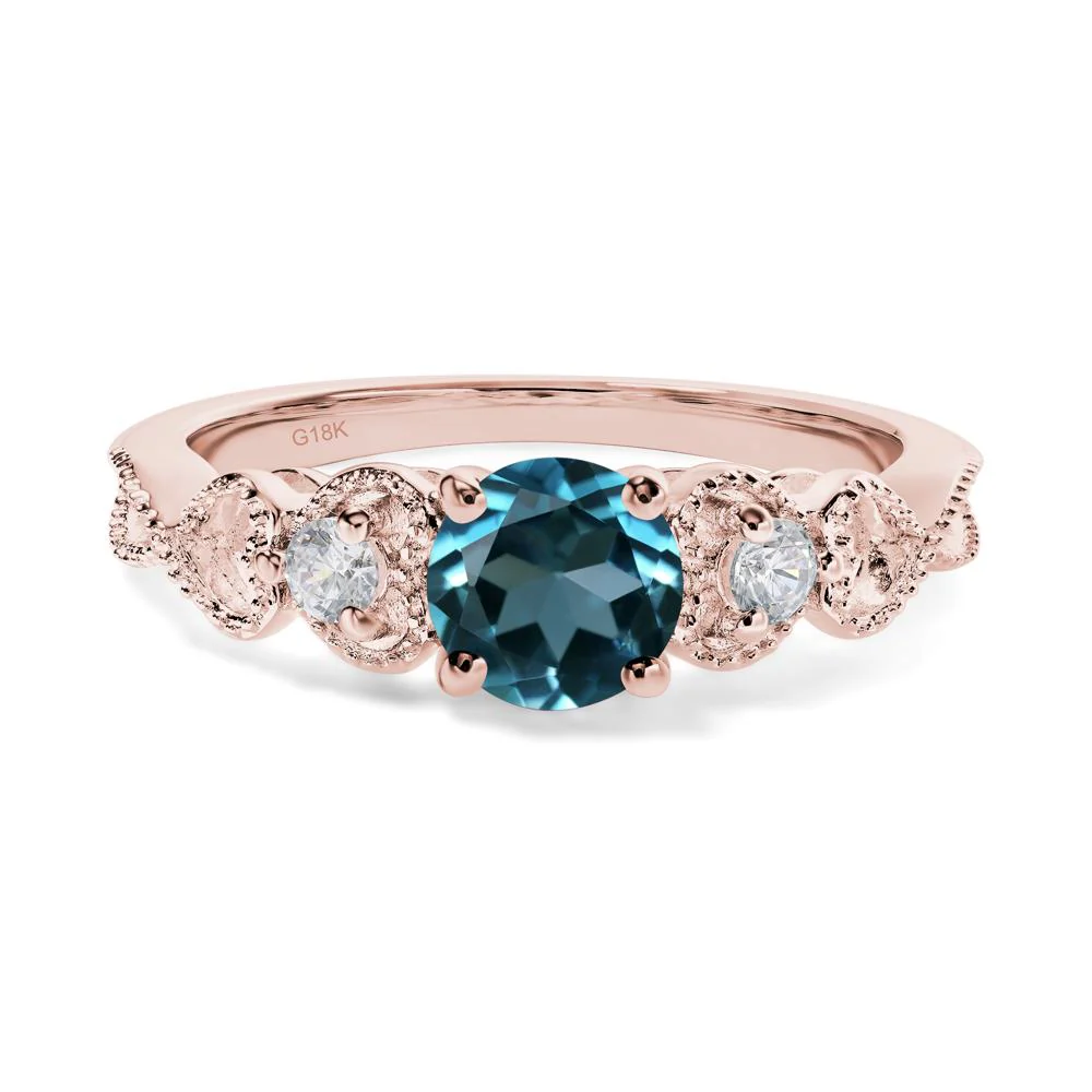 London Blue Topaz Vintage Style Engagement Ring - Image 9