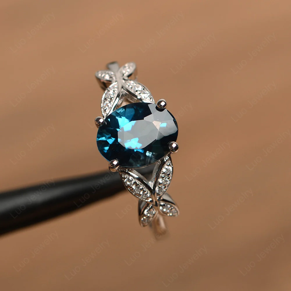 London Blue Topaz Butterfly Promise Ring - Image 2