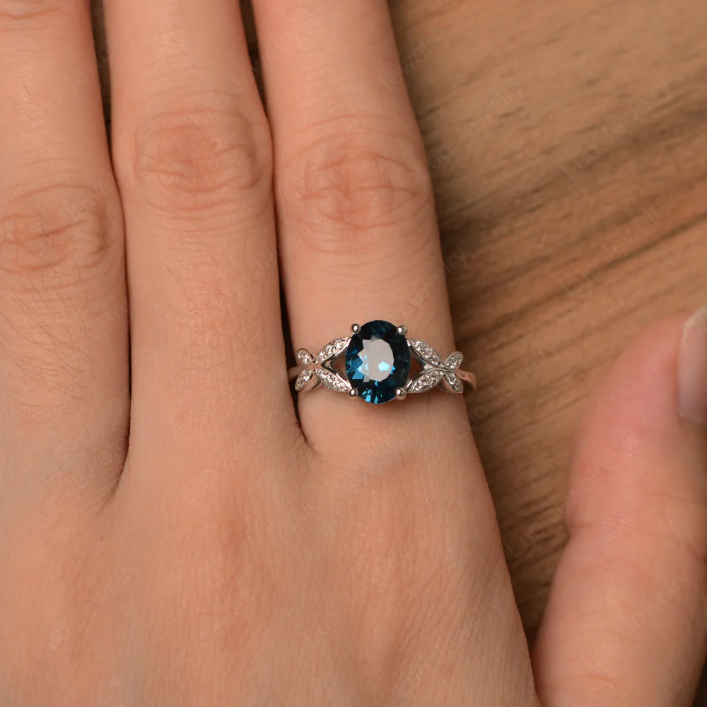 London Blue Topaz Butterfly Promise Ring - Image 4