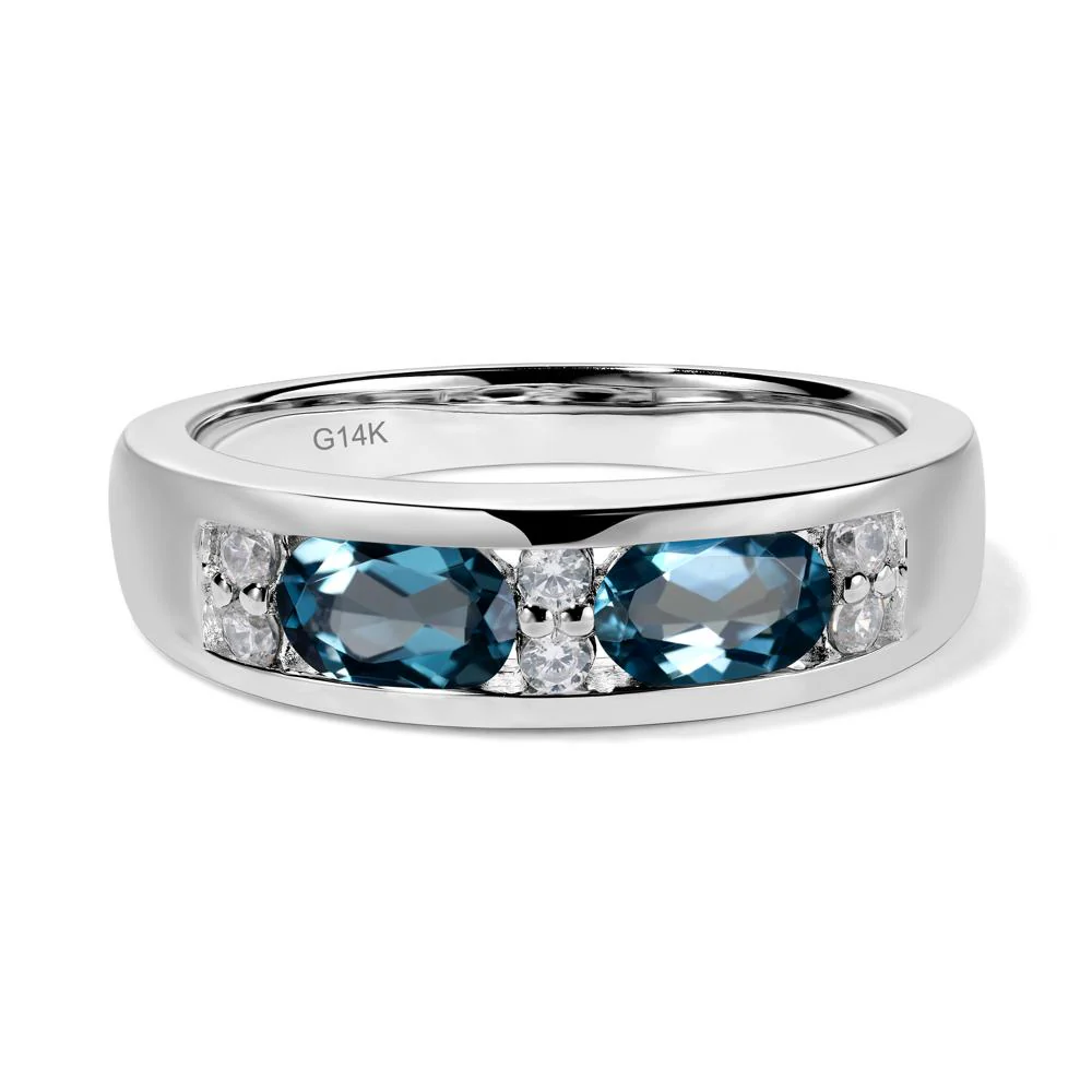 London Blue Topaz Toi Et Moi Wedding Band - Image 4