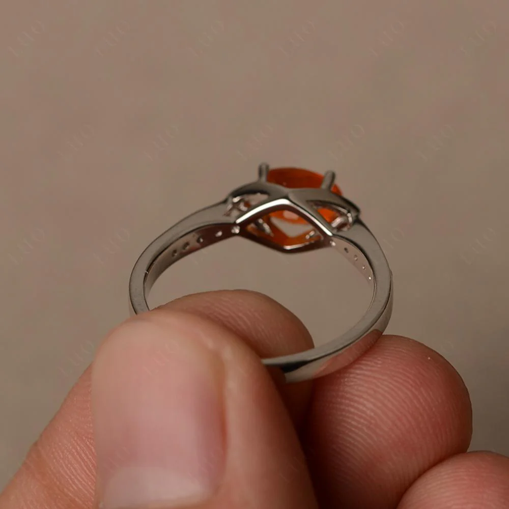 Fire Opal Horizontal Oval Ring - Image 14