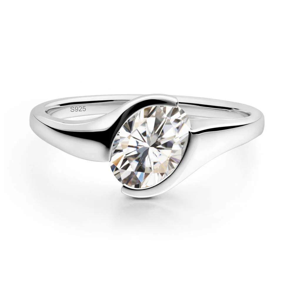 Oval Cut Moissanite Solitaire Bypass Ring - Image 3