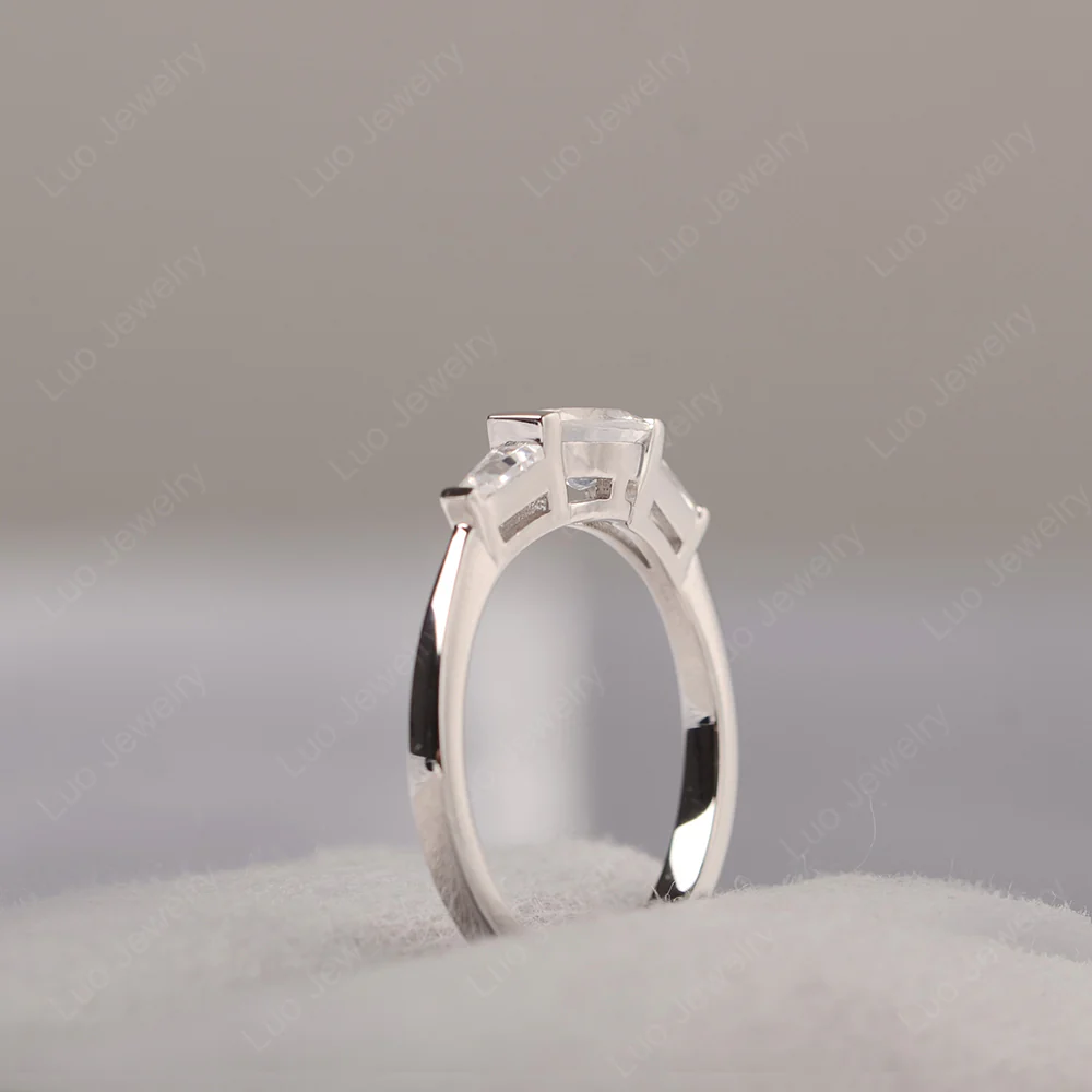 Oval Moonstone Ring with Baguettes - Image 4