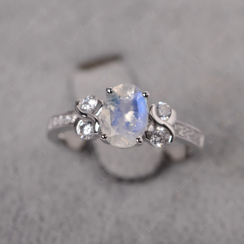 Oval Cut Moonstone Infinity Stone Ring