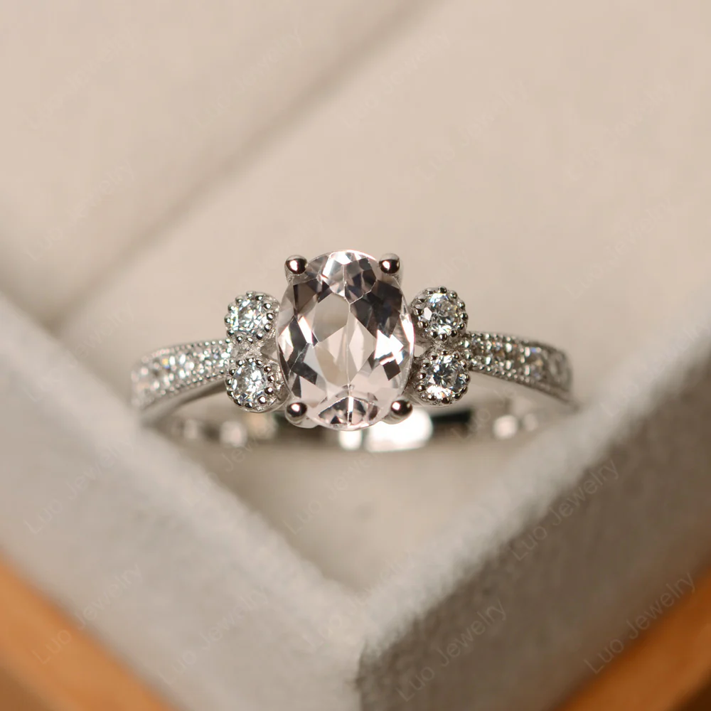 Morganite Milgrain Oval Engagement Ring