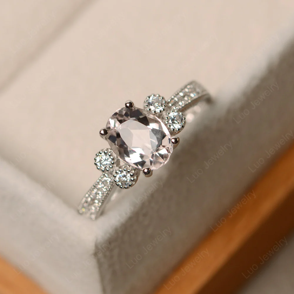 Morganite Milgrain Oval Engagement Ring - Image 2