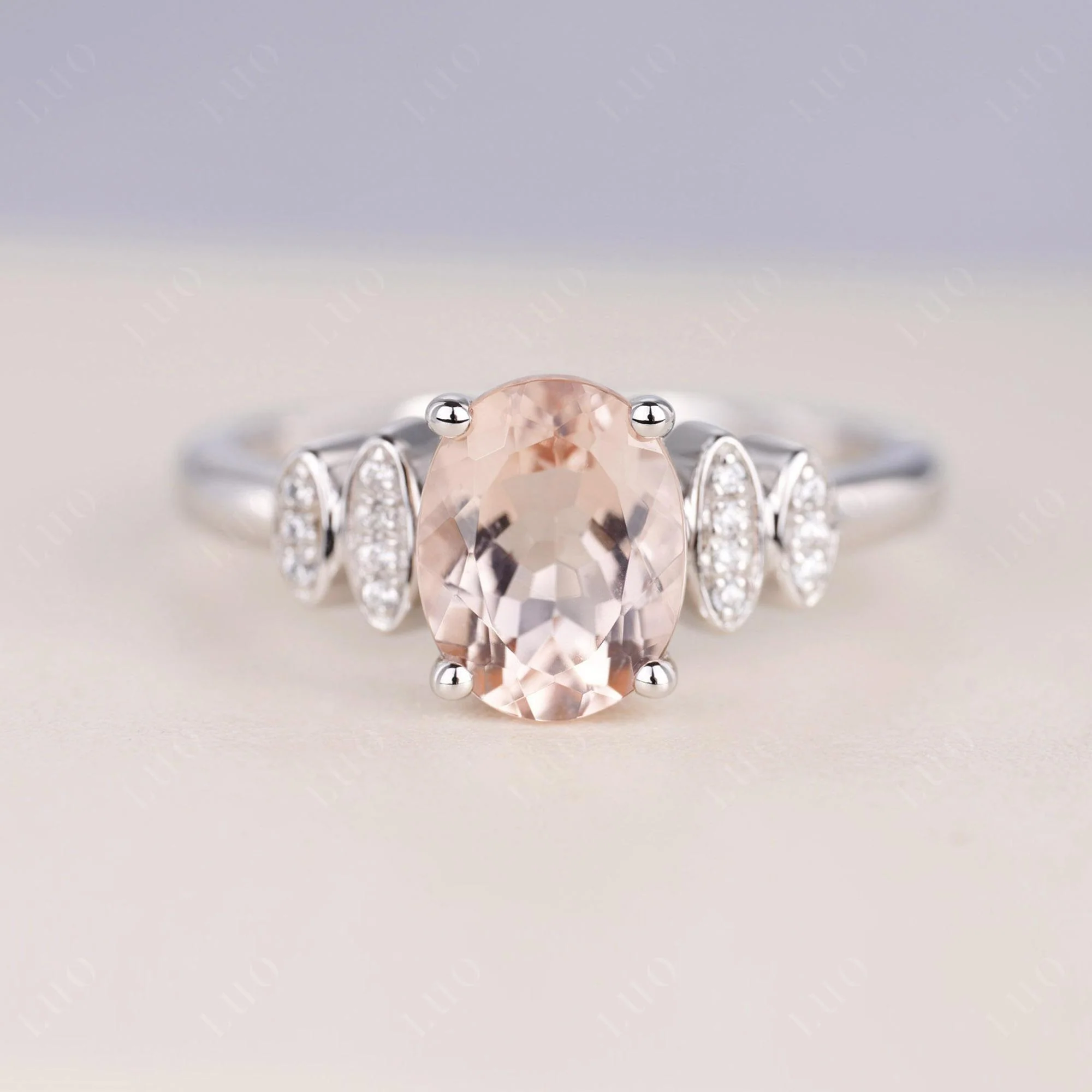 Oval Cut Simple Morganite Engagement Ring