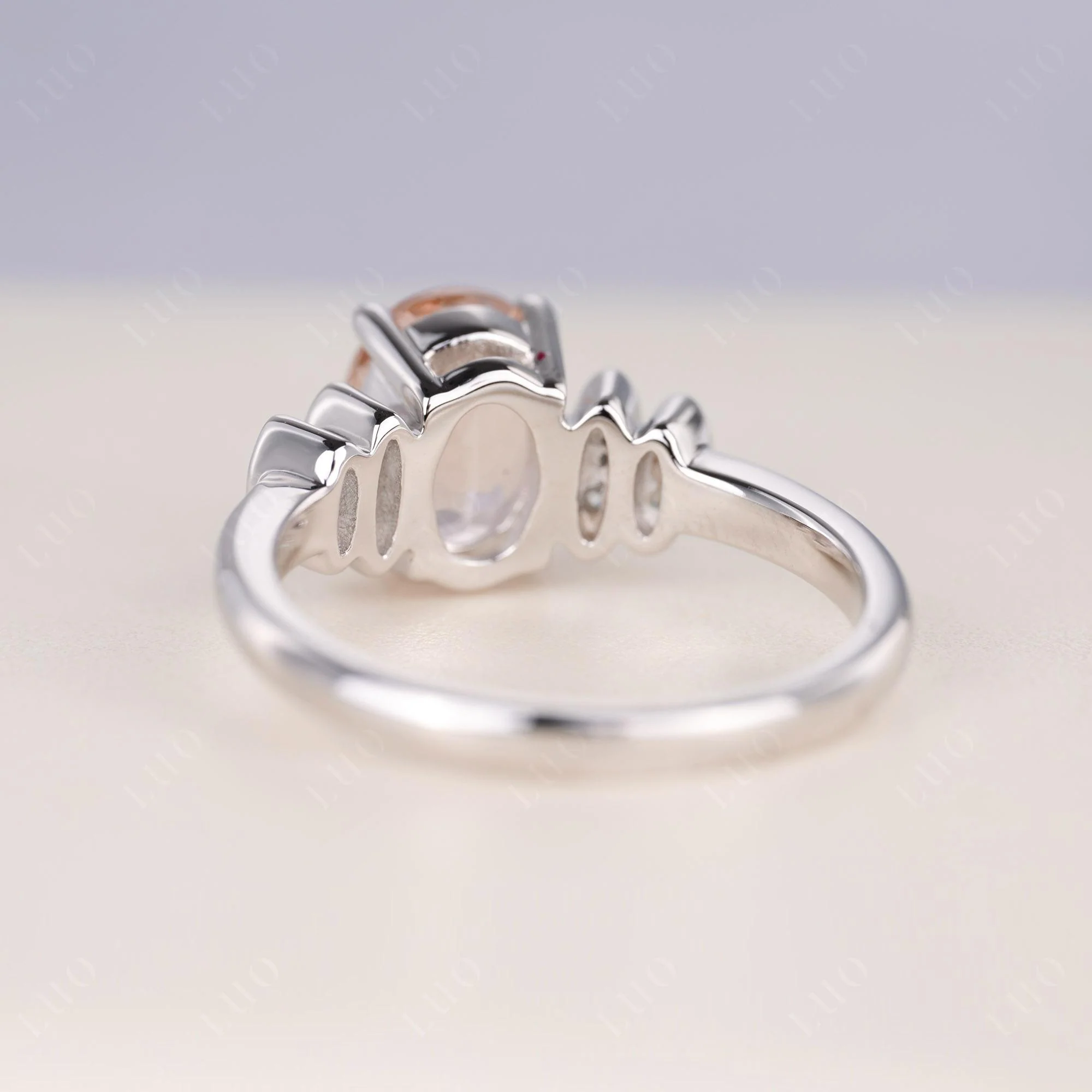Oval Cut Simple Morganite Engagement Ring - Image 3