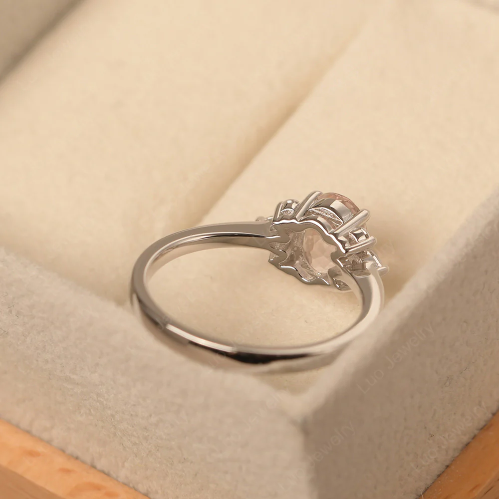 Oval Morganite Ring with Pear Side Stone - Image 3