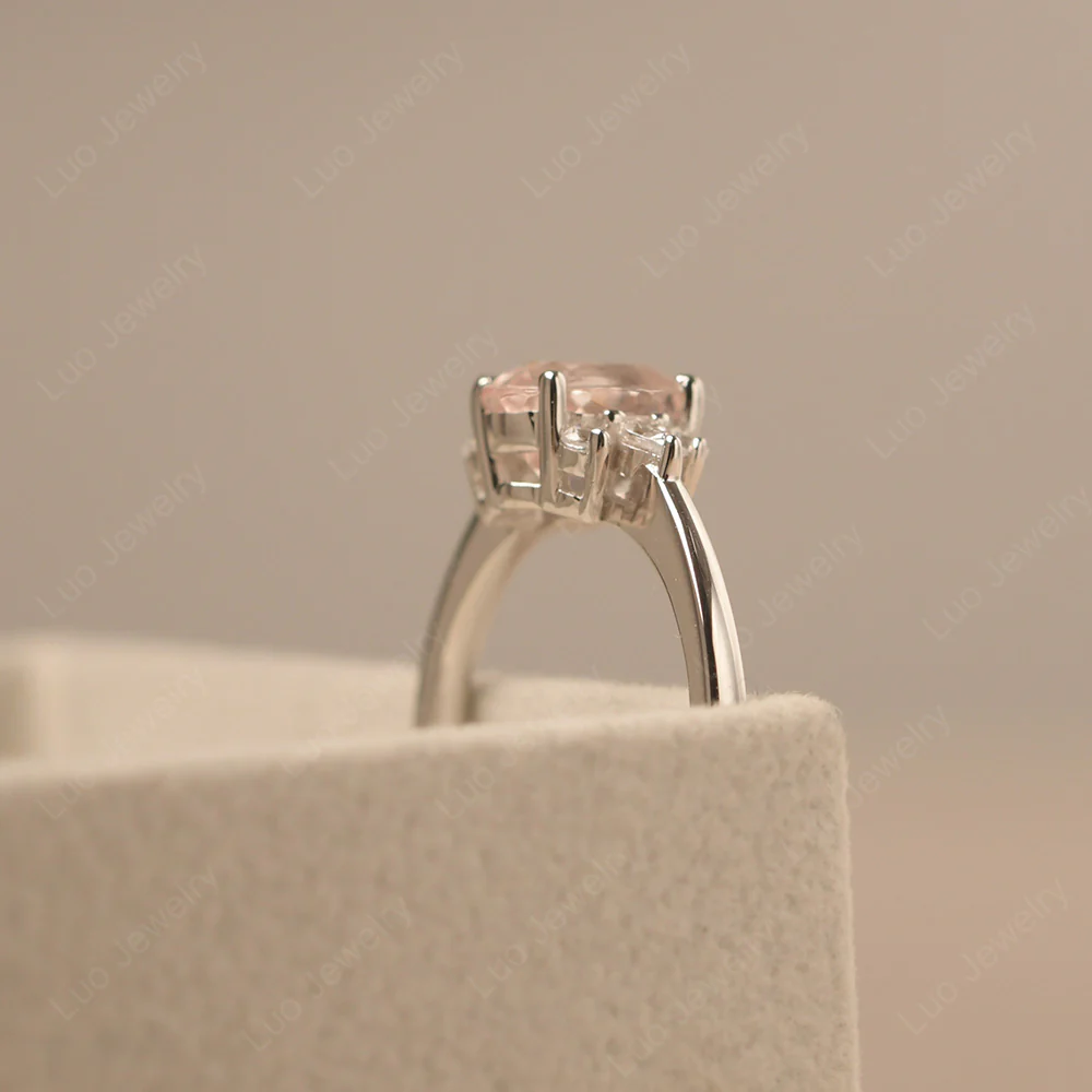 Oval Morganite Ring with Pear Side Stone - Image 4