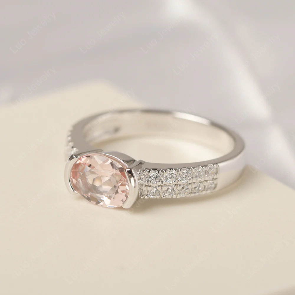 Morganite Two Row Pave Ring - Image 2