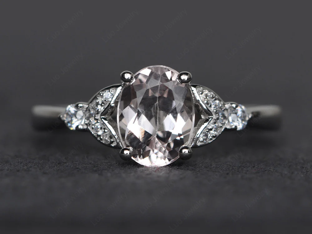 Simple Oval Cut Morganite Promise Ring