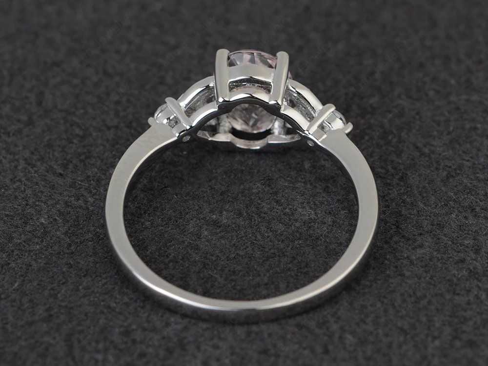 Simple Oval Cut Morganite Promise Ring - Image 3