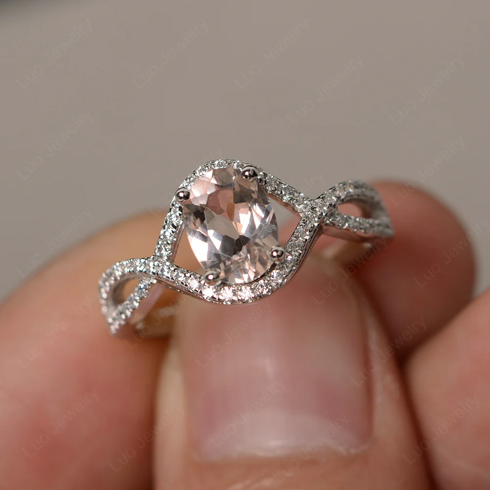 Oval Morganite Twisted Engagement Ring - Image 2