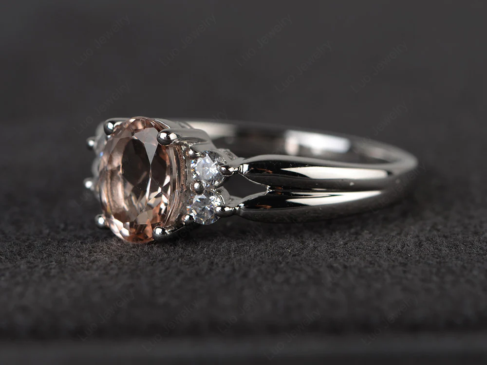 Oval Cut Morganite Two Rows Ring - Image 2