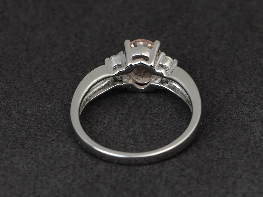 Oval Cut Morganite Two Rows Ring - Image 3