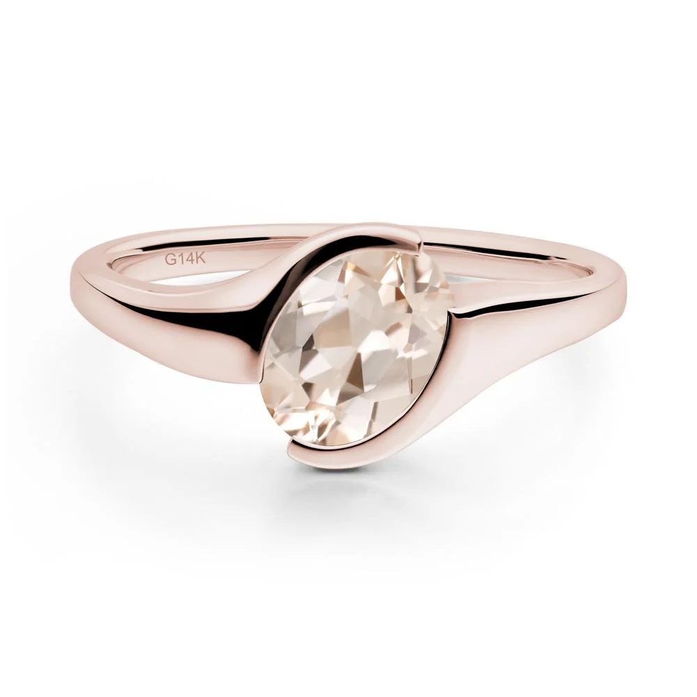 Oval Cut Morganite Solitaire Bypass Ring