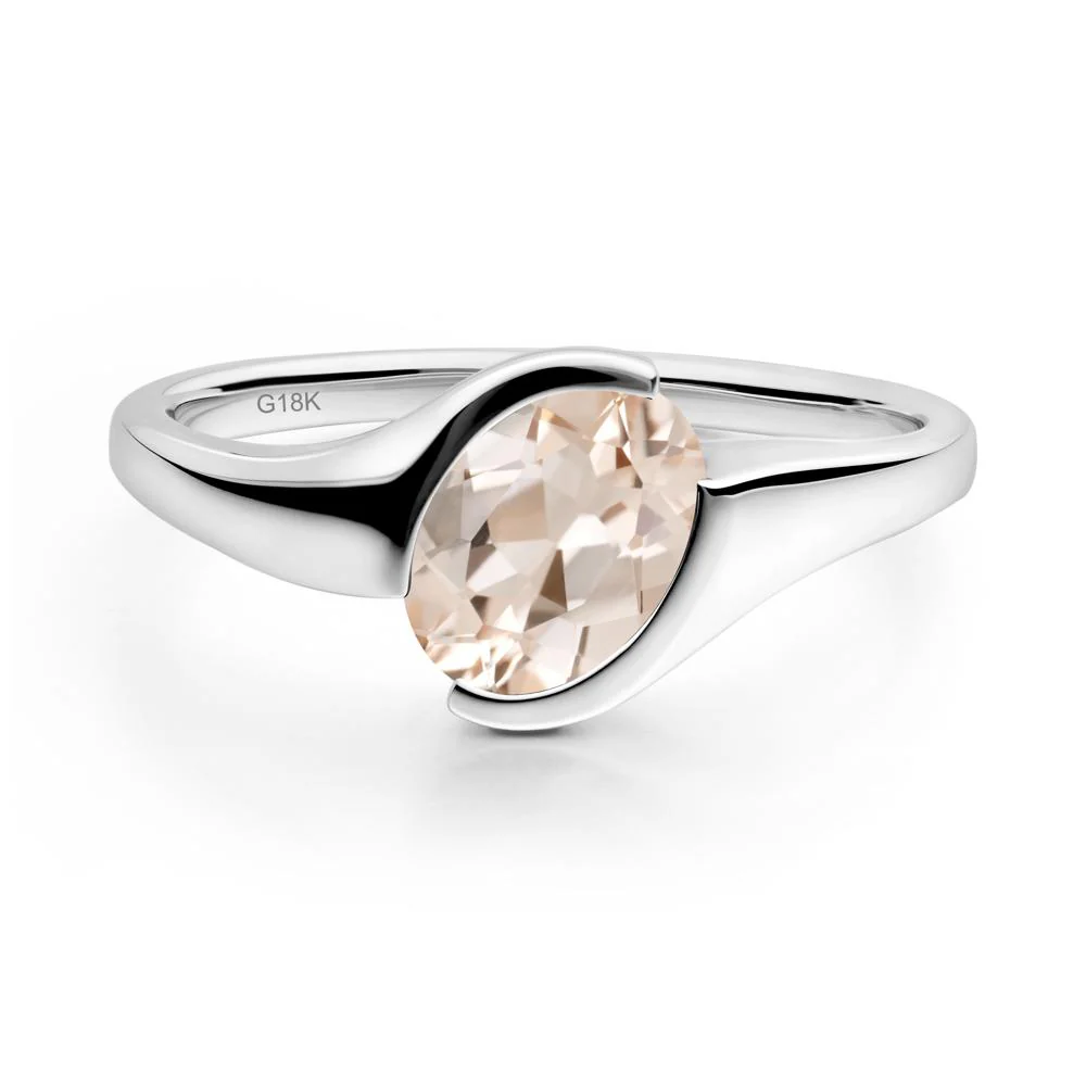 Oval Cut Morganite Solitaire Bypass Ring - Image 3