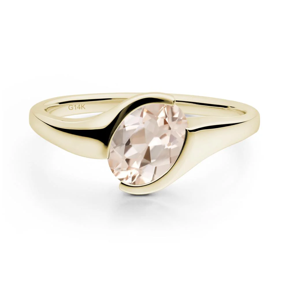 Oval Cut Morganite Solitaire Bypass Ring - Image 6