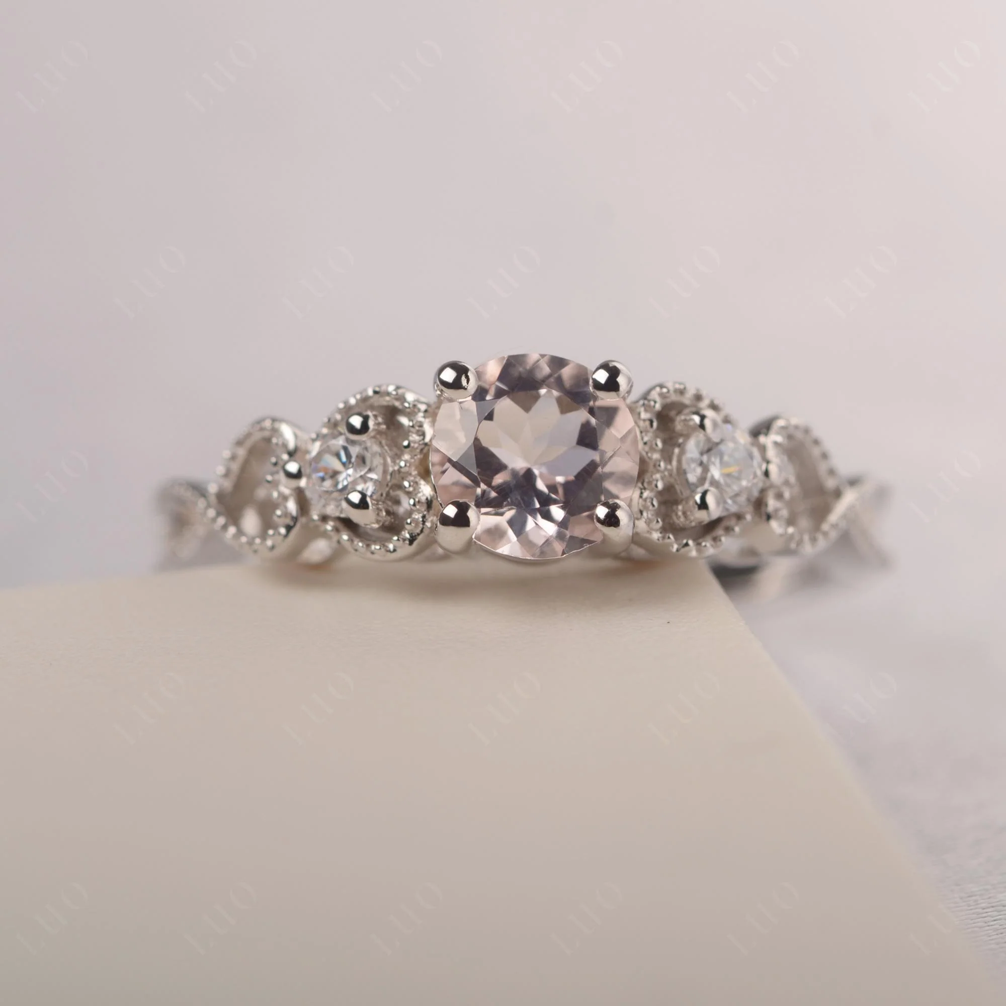 Morganite Vintage Style Engagement Ring - Image 10