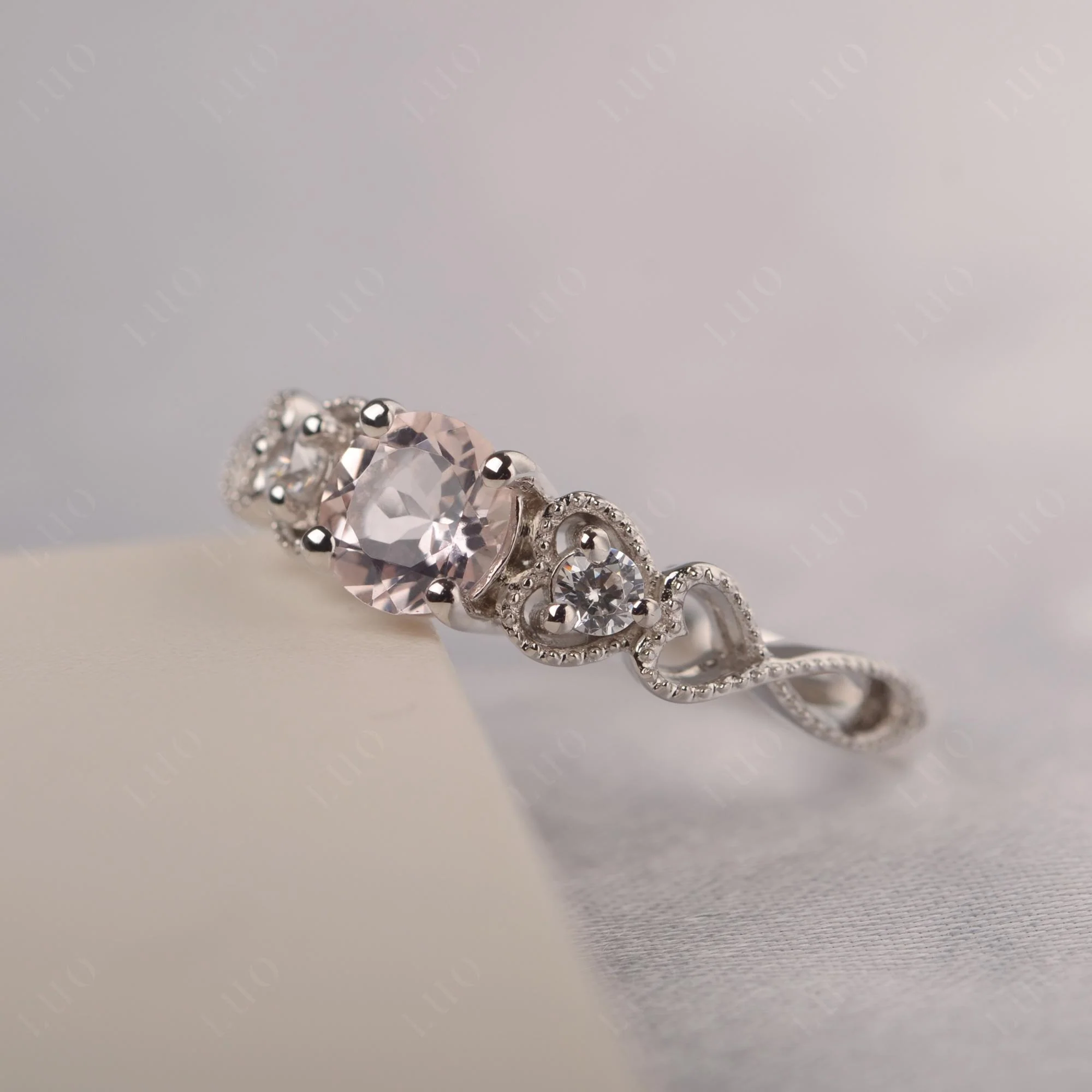 Morganite Vintage Style Engagement Ring - Image 11