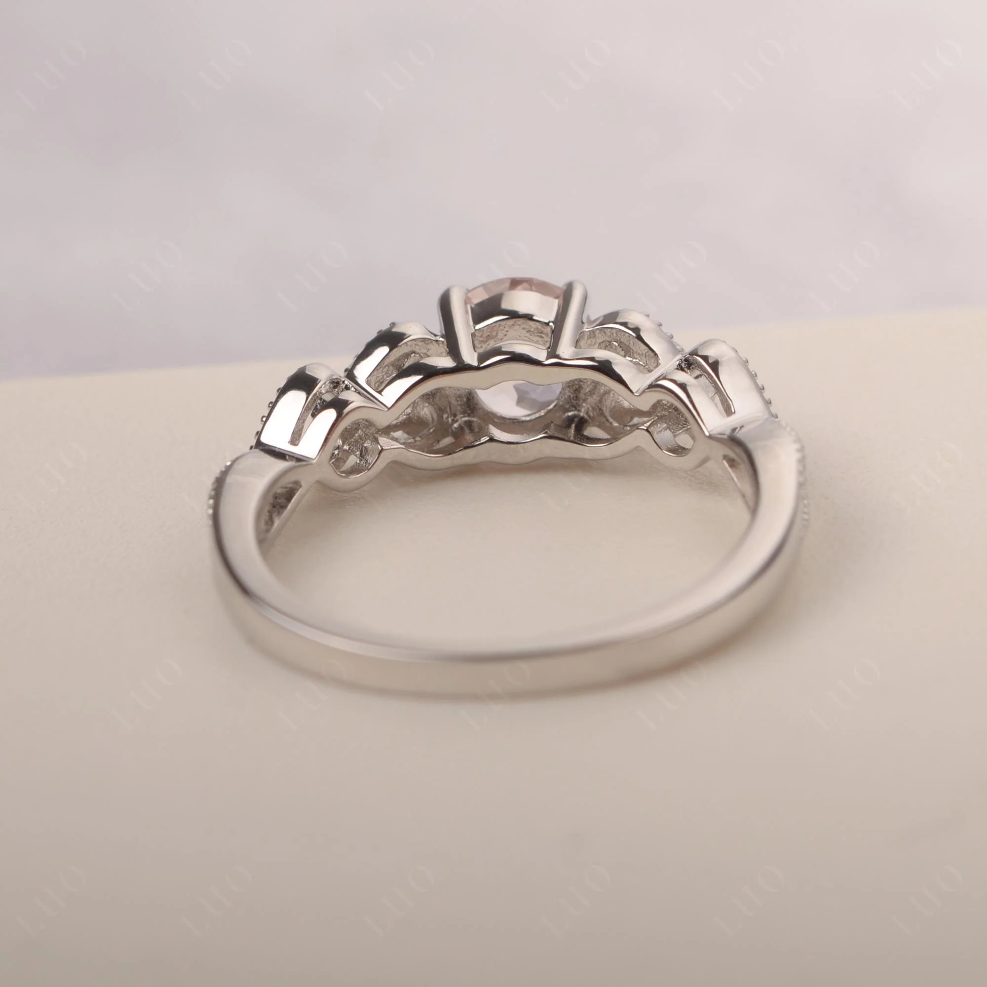 Morganite Vintage Style Engagement Ring - Image 12