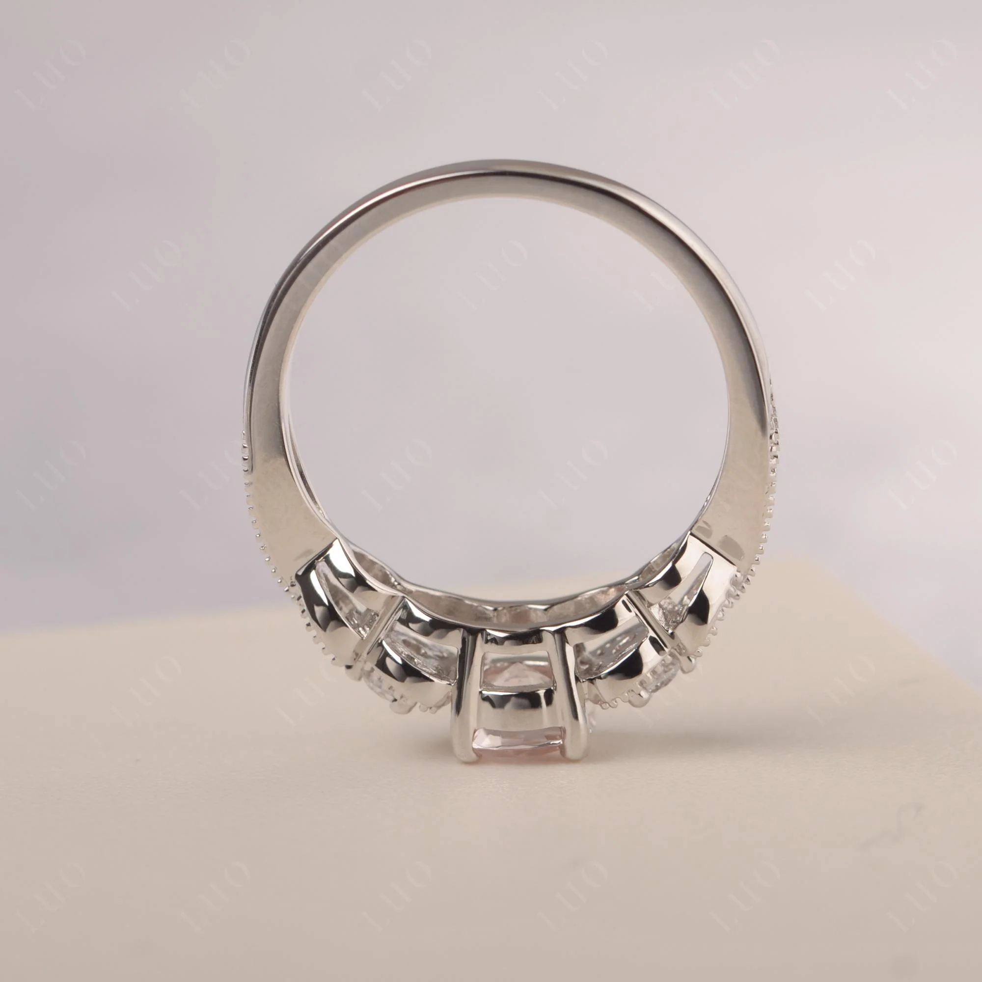 Morganite Vintage Style Engagement Ring - Image 13